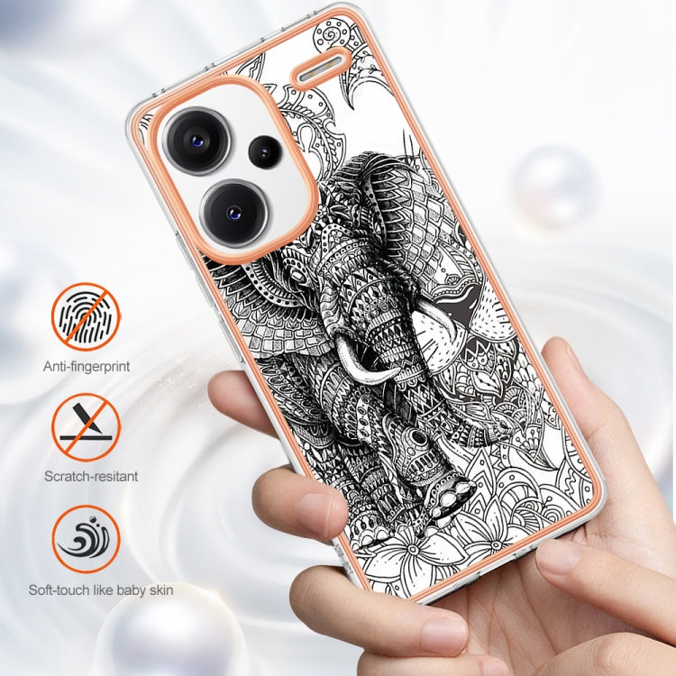 For Xiaomi Redmi Note 13 Pro+ 5G Electroplating Marble Dual-side IMD Phone Case(Totem Elephant) - Note 13 Pro+ Cases by buy2fix | Online Shopping UK | buy2fix