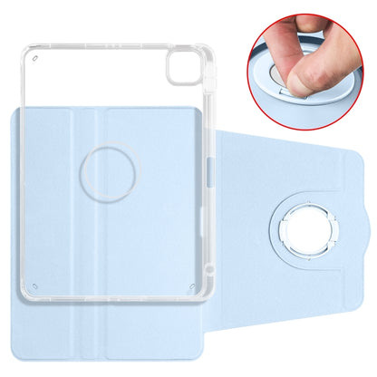 For iPad Air 11 2024 Clear Acrylic 360 Rotation Detachable Leather Tablet Case(Ice Blue) - iPad Air 11 2024 Cases by buy2fix | Online Shopping UK | buy2fix