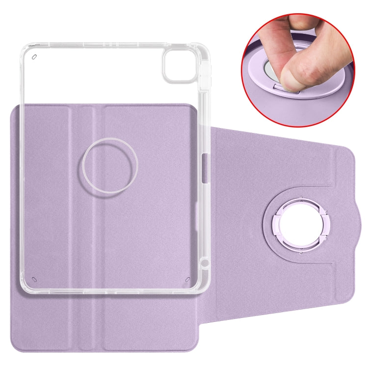 For iPad Air 11 2024 Clear Acrylic 360 Rotation Detachable Leather Tablet Case(Light Purple) - iPad Air 11 2024 Cases by buy2fix | Online Shopping UK | buy2fix