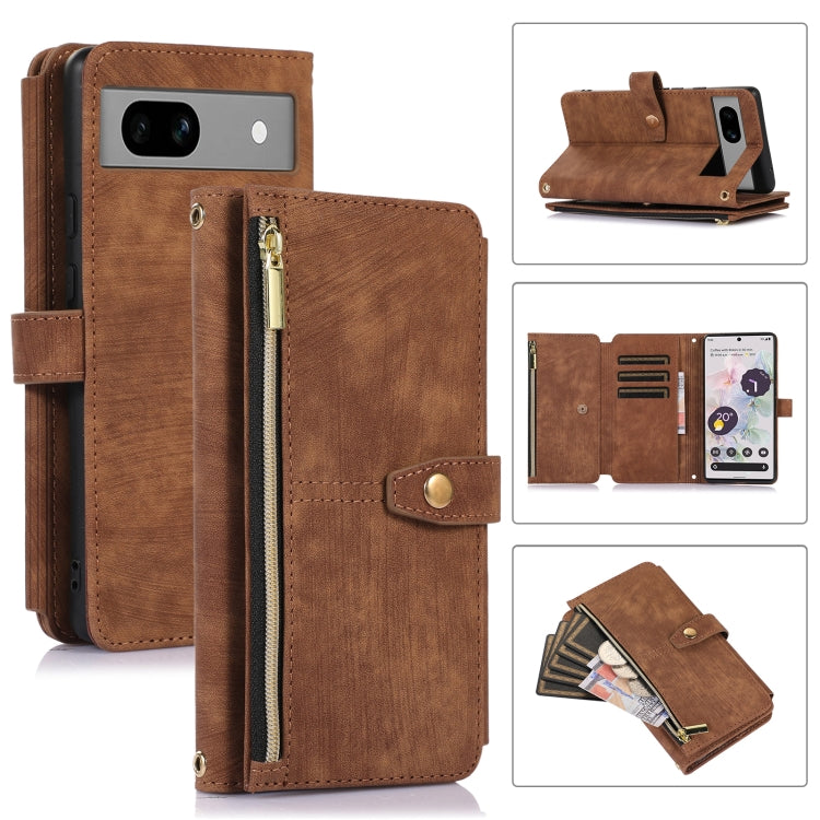 For Google Pixel 7a Dream 9-Card Wallet Zipper Bag Leather Phone Case(Brown) - Google Cases by buy2fix | Online Shopping UK | buy2fix