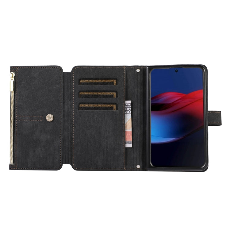 For Google Pixel Fold Dream 9-Card Wallet Zipper Bag Leather Phone Case(Black) - Google Cases by buy2fix | Online Shopping UK | buy2fix