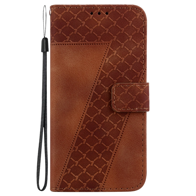 For Motorola Moto G Power 5G 2024 Seven-shaped Embossed Leather Phone Case(Brown) - Motorola Cases by buy2fix | Online Shopping UK | buy2fix