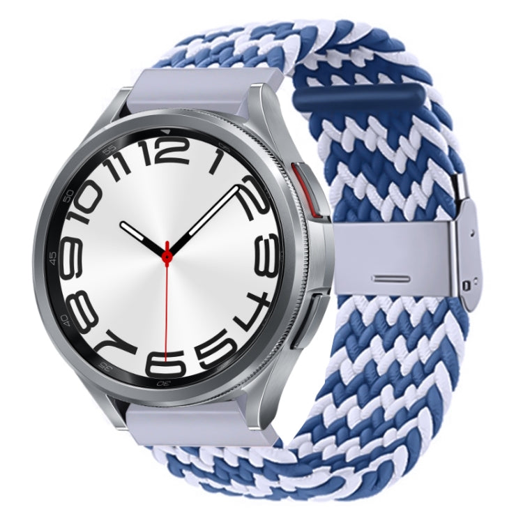 For Samsung Galaxy Watch 6 / 6 Classic Nylon Braided Metal Buckle Watch Band(W Blue White) - Watch Bands by buy2fix | Online Shopping UK | buy2fix