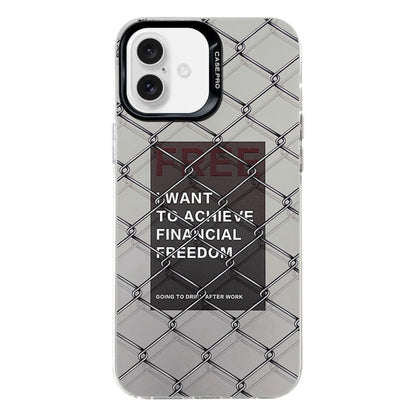 For iPhone 16 Plus Electroplated Silver Series PC Protective Phone Case(Creative Text B) - iPhone 16 Plus Cases by buy2fix | Online Shopping UK | buy2fix