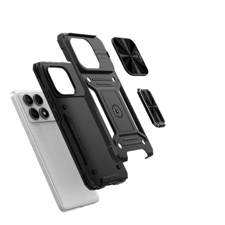 For Xiaomi Redmi K70E 5G Camshield Robot TPU Hybrid PC Phone Case(Black) - K70E Cases by buy2fix | Online Shopping UK | buy2fix