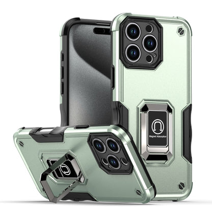 For iPhone 16 Pro Max Ring Holder Non-slip Shockproof Armor Phone Case(Green) - iPhone 16 Pro Max Cases by buy2fix | Online Shopping UK | buy2fix