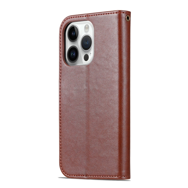 For iPhone 15 Pro Max AZNS Sheepskin Texture Flip Leather Phone Case(Brown) - iPhone 15 Pro Max Cases by AZNS | Online Shopping UK | buy2fix