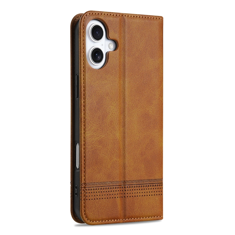 For iPhone 16 Plus AZNS Magnetic Calf Texture Flip Leather Phone Case(Light Brown) - iPhone 16 Plus Cases by AZNS | Online Shopping UK | buy2fix