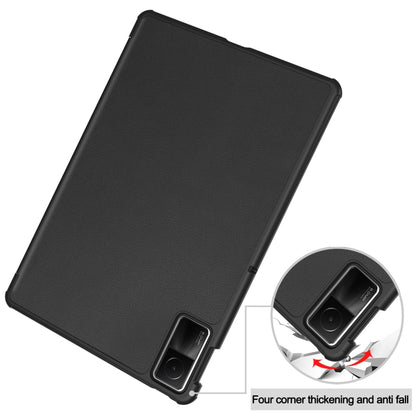 For Xiaomi Redmi Pad SE Custer Pure Color 3-Fold Holder Leather Tablet Case(Black) - More Tablet Cases by buy2fix | Online Shopping UK | buy2fix