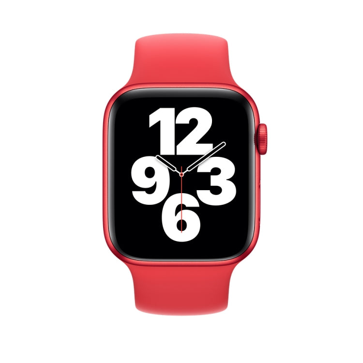 For Apple Watch Series 9&8&7 41mm / SE 3&SE 2&6&SE&5&4 40mm / 3&2&1 38mm Solid Color Elastic Silicone Watch Band, Size:S 130mm (Red) - Watch Bands by buy2fix | Online Shopping UK | buy2fix