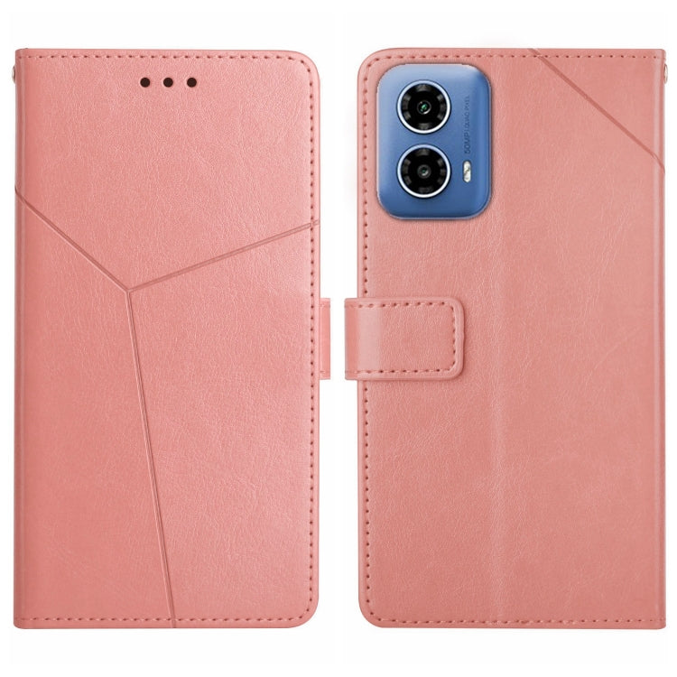 For Motorola Edge 5G 2024 HT01 Y-shaped Pattern Flip Leather Phone Case(Pink) - Motorola Cases by buy2fix | Online Shopping UK | buy2fix