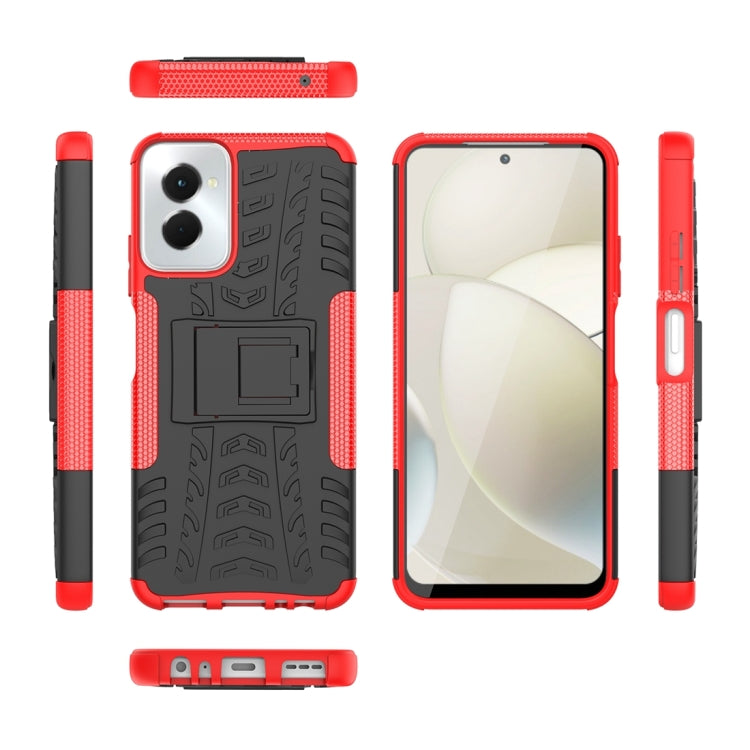 For Motorola Moto G Power 5G 2024 Tire Texture TPU + PC Phone Case with Holder(Red) - Motorola Cases by buy2fix | Online Shopping UK | buy2fix