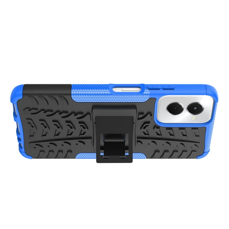 For Motorola Moto G Power 5G 2024 Tire Texture TPU + PC Phone Case with Holder(Blue) - Motorola Cases by buy2fix | Online Shopping UK | buy2fix