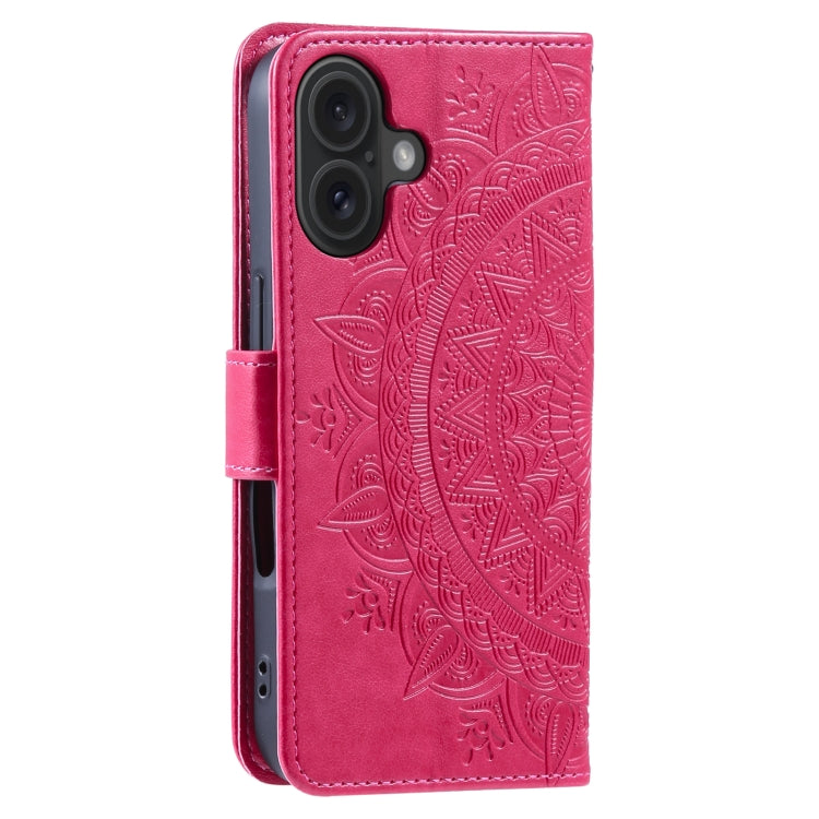 For iPhone 16 Plus Totem Flower Embossed Leather Phone Case(Red) - iPhone 16 Plus Cases by buy2fix | Online Shopping UK | buy2fix