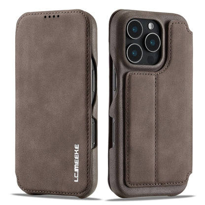 For iPhone 16 Pro LC.IMEEKE Hon Ancient Series Flip Leather Phone Case(Coffee) - iPhone 16 Pro Cases by LC.IMEEKE | Online Shopping UK | buy2fix