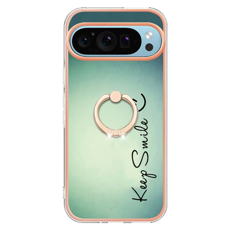 For Google Pixel 9 Pro XL Electroplating Dual-side IMD Phone Case with Ring Holder(Smile) - Google Cases by buy2fix | Online Shopping UK | buy2fix