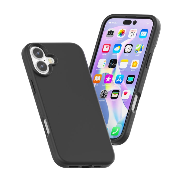 For iPhone 16 Rubber Oil Surface Solid Color Phone Case(Black) - iPhone 16 Cases by buy2fix | Online Shopping UK | buy2fix