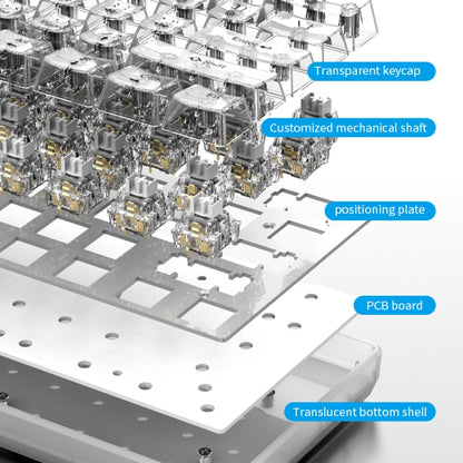 XUNFOX K30 Transparent 61-Keys Blacklit Wired Mechanical Keyboard, Cable Length: 1.5m(White) - Wired Keyboard by buy2fix | Online Shopping UK | buy2fix