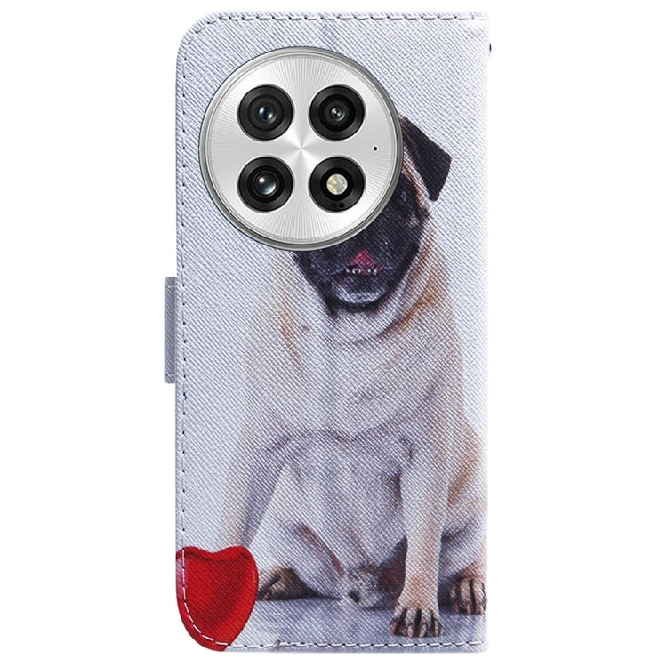 For OnePlus 13 Coloured Drawing Flip Leather Phone Case(Pug) - OnePlus Cases by buy2fix | Online Shopping UK | buy2fix