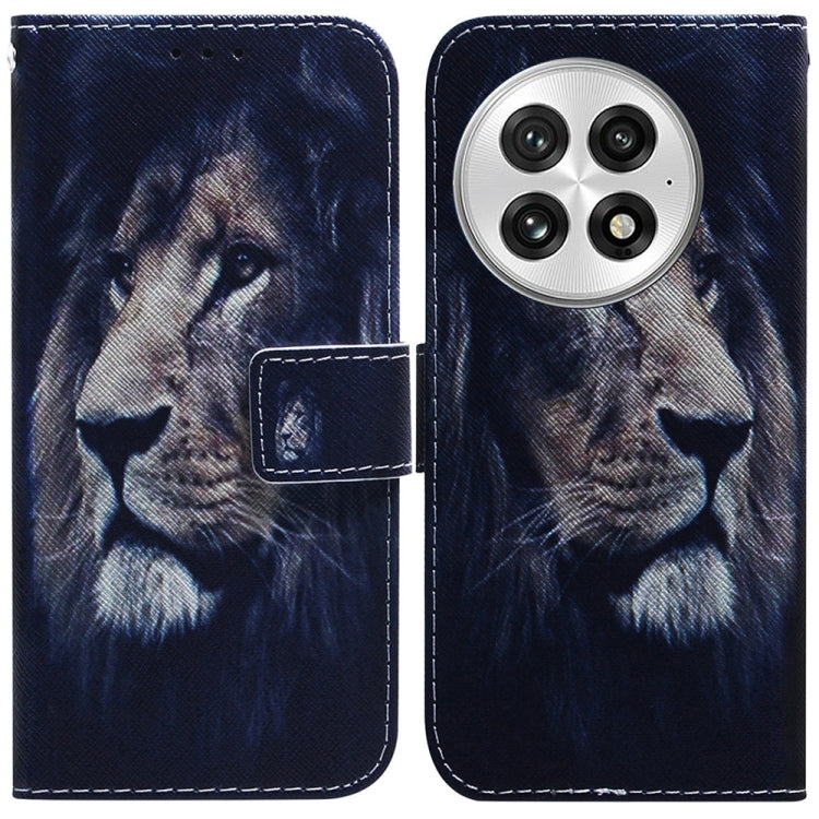 For OnePlus 13 Coloured Drawing Flip Leather Phone Case(Lion) - OnePlus Cases by buy2fix | Online Shopping UK | buy2fix