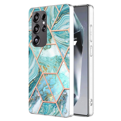 For Samsung Galaxy S25 Ultra 5G Electroplating Splicing Marble TPU Phone Case(Blue) - Galaxy S25 Ultra 5G Cases by buy2fix | Online Shopping UK | buy2fix