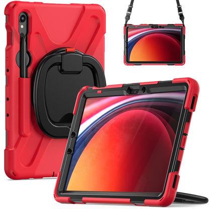 For Samsung Galaxy Tab S9 / S8 / S7 Silicone Hybrid PC Tablet Case with Holder & Shoulder Strap(Red) - Other Galaxy Tab PC by buy2fix | Online Shopping UK | buy2fix