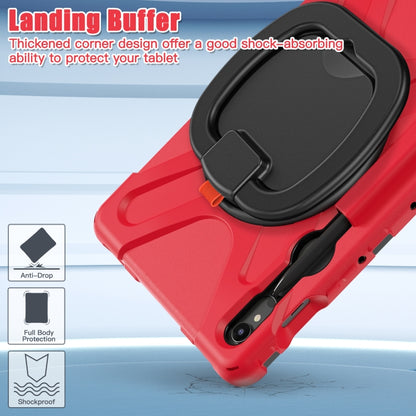 For Samsung Galaxy Tab S9 / S8 / S7 Silicone Hybrid PC Tablet Case with Holder & Shoulder Strap(Red) - Other Galaxy Tab PC by buy2fix | Online Shopping UK | buy2fix