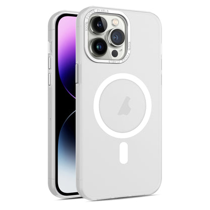 For iPhone 15 Pro MagSafe Frosted Translucent Mist Phone Case(White) - iPhone 15 Pro Cases by buy2fix | Online Shopping UK | buy2fix