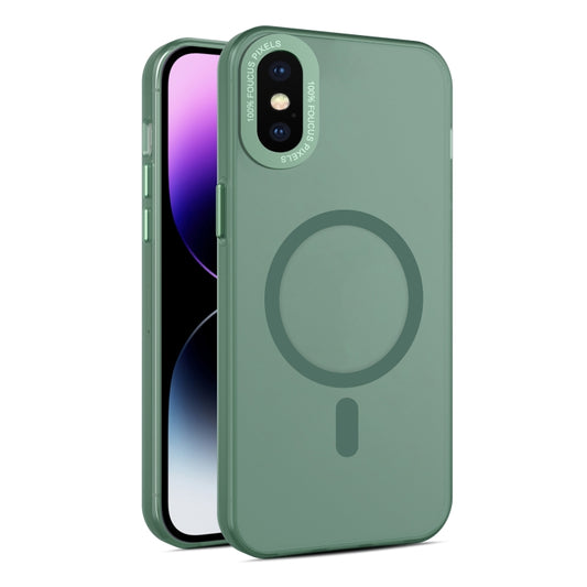 For iPhone XS Max MagSafe Frosted Translucent Mist Phone Case(Green) - More iPhone Cases by buy2fix | Online Shopping UK | buy2fix