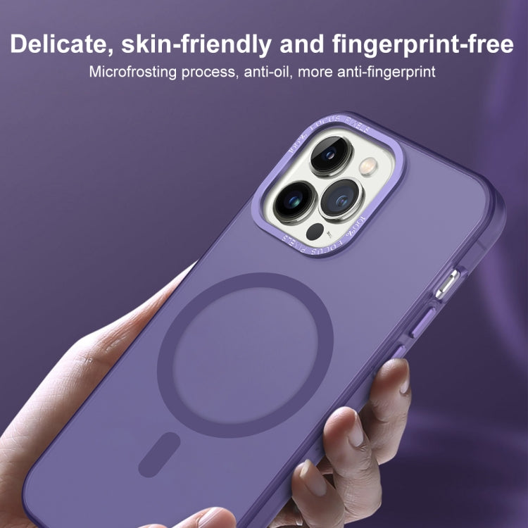 For iPhone 14 MagSafe Frosted Translucent Mist Phone Case(Dark Purple) - iPhone 14 Cases by buy2fix | Online Shopping UK | buy2fix