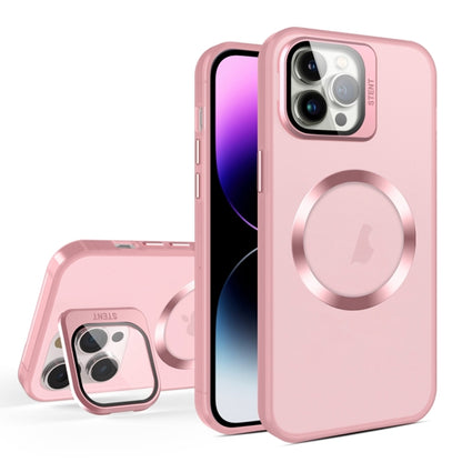 For iPhone 11 Pro Max Skin Feel CD Texture MagSafe Lens Holder Phone Case(Pink) - iPhone 11 Pro Max Cases by buy2fix | Online Shopping UK | buy2fix