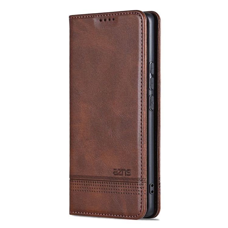 For OPPO Find X7 Ultra AZNS Magnetic Calf Texture Flip Leather Phone Case(Dark Brown) - Find X7 Ultra Cases by AZNS | Online Shopping UK | buy2fix