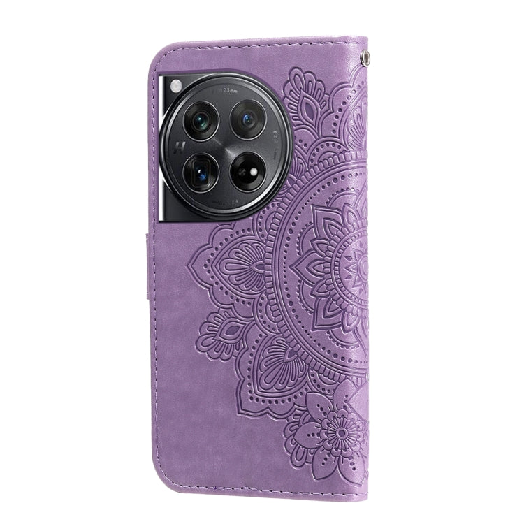 For OnePlus 12 Seven-petal Flowers Embossing Leather Phone Case(Light Purple) - OnePlus Cases by buy2fix | Online Shopping UK | buy2fix