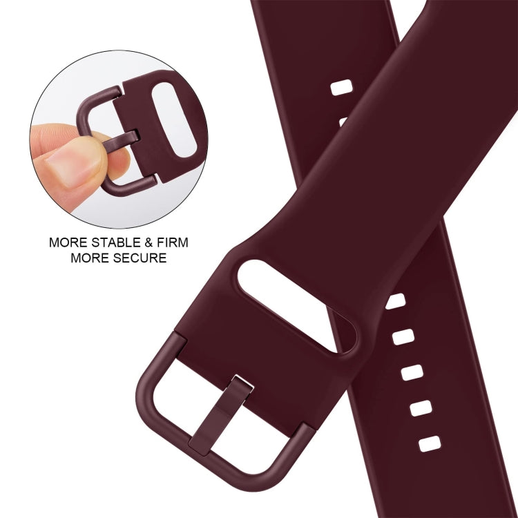 For Apple Watch SE 2022 44mm Pin Buckle Silicone Watch Band(Wine Red) - Watch Bands by buy2fix | Online Shopping UK | buy2fix