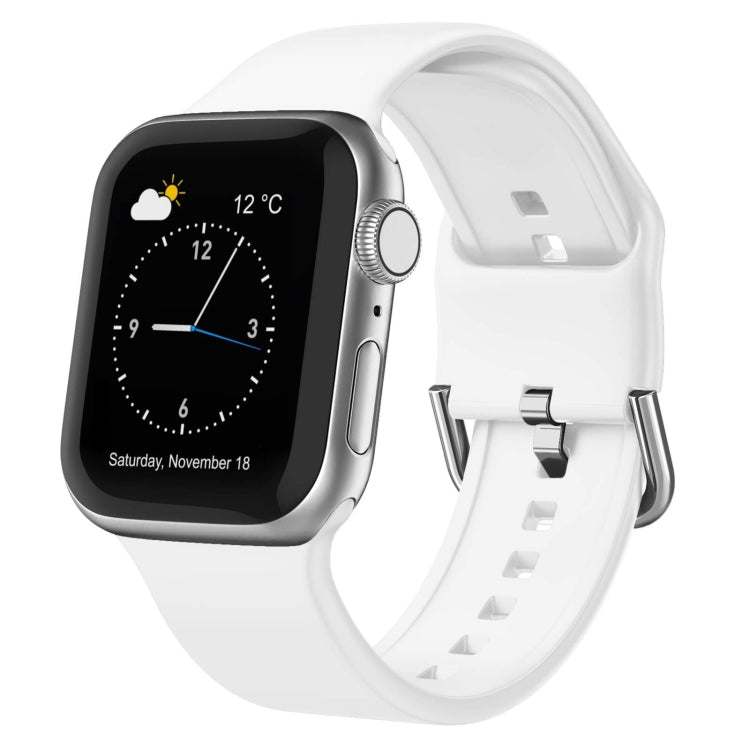 For Apple Watch Series 7 41mm Pin Buckle Silicone Watch Band(White) - Watch Bands by buy2fix | Online Shopping UK | buy2fix