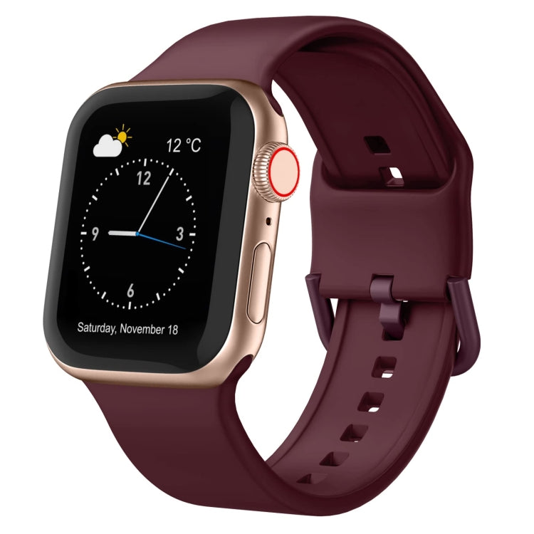 For Apple Watch 38mm Pin Buckle Silicone Watch Band(Wine Red) - Watch Bands by buy2fix | Online Shopping UK | buy2fix