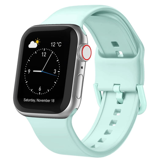 For Apple Watch Series 9 45mm Pin Buckle Silicone Watch Band(Mint Green) - Watch Bands by buy2fix | Online Shopping UK | buy2fix