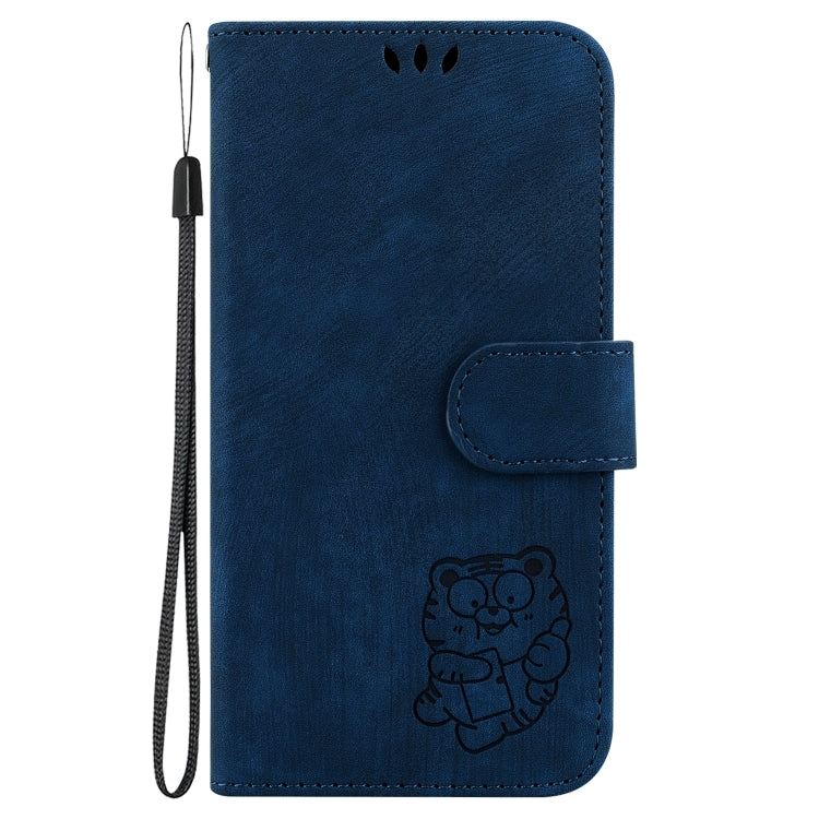 For iPhone 16 Plus Little Tiger Embossed Leather Phone Case(Dark Blue) - iPhone 16 Plus Cases by buy2fix | Online Shopping UK | buy2fix