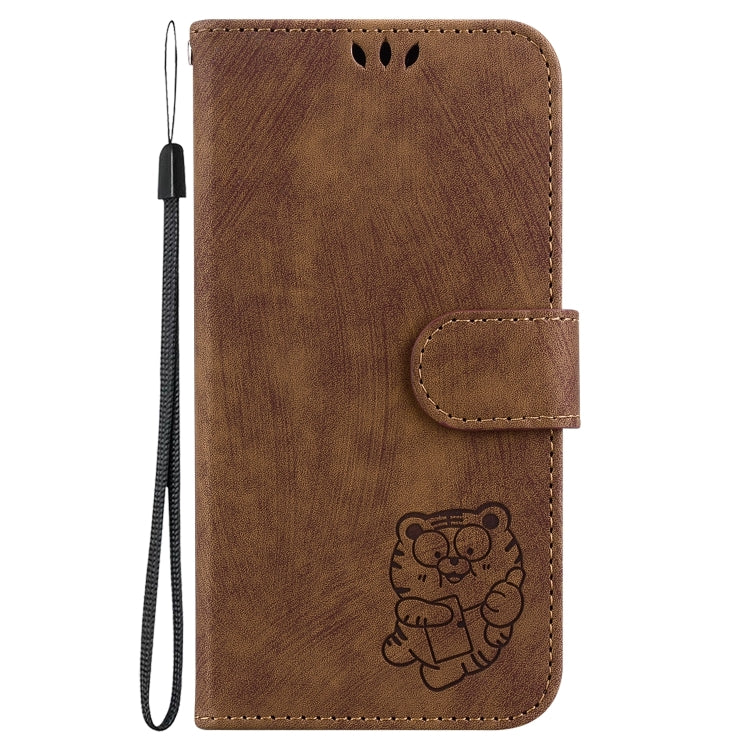 For iPhone 16 Little Tiger Embossed Leather Phone Case(Brown) - iPhone 16 Cases by buy2fix | Online Shopping UK | buy2fix