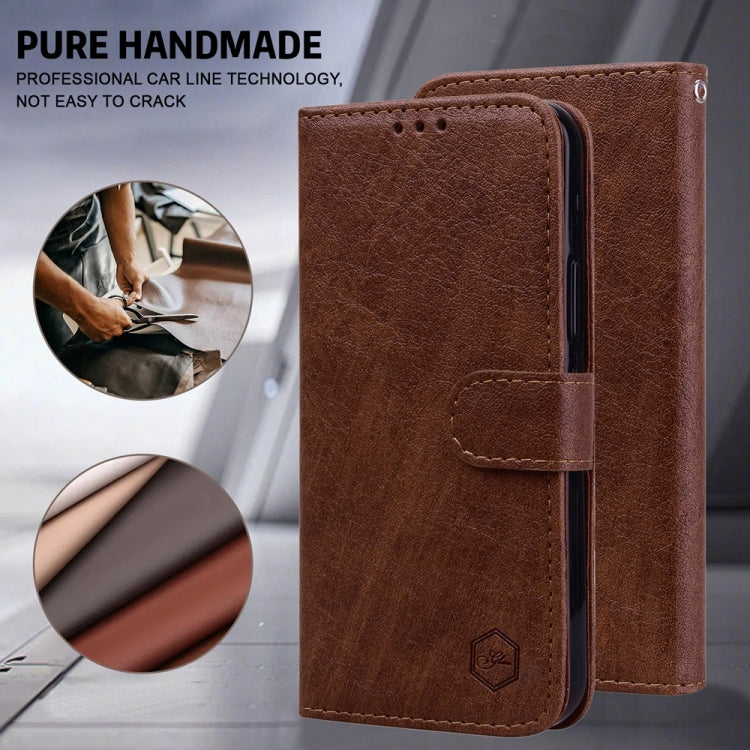 For Google Pixel 9 Pro Skin Feeling Oil Leather Texture PU + TPU Phone Case(Brown) - Google Cases by buy2fix | Online Shopping UK | buy2fix