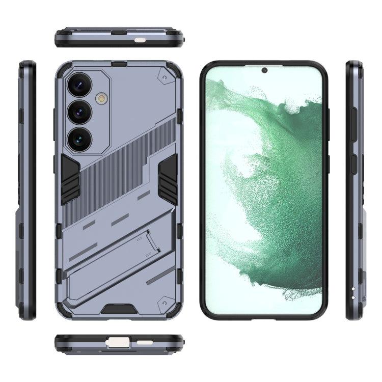 For Samsung Galaxy S24+ 5G Punk Armor 2 in 1 PC + TPU Shockproof Phone Case with Invisible Holder(Grey) - Galaxy S24+ 5G Cases by buy2fix | Online Shopping UK | buy2fix