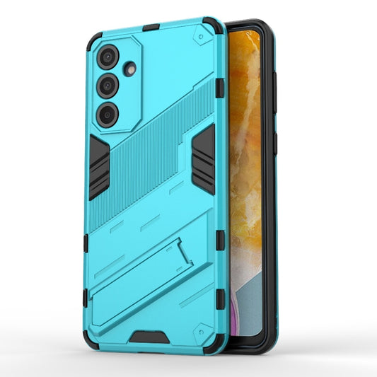 For Samsung Galaxy M55 5G Punk Armor 2 in 1 PC + TPU Shockproof Phone Case with Invisible Holder(Blue) - Galaxy Phone Cases by buy2fix | Online Shopping UK | buy2fix