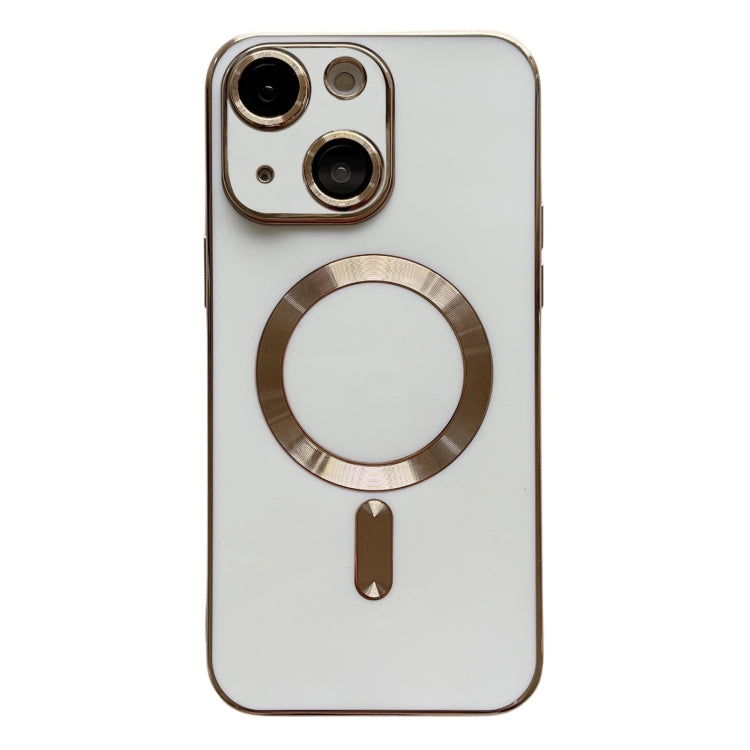 For iPhone 13 Magsafe Plating TPU Phone Case with Lens Film(White) - iPhone 13 Cases by buy2fix | Online Shopping UK | buy2fix