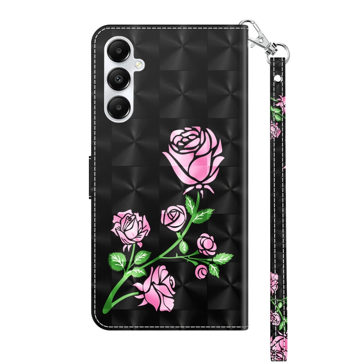 For Samsung Galaxy A15 3D Painted Leather Phone Case(Rose) - Galaxy Phone Cases by buy2fix | Online Shopping UK | buy2fix