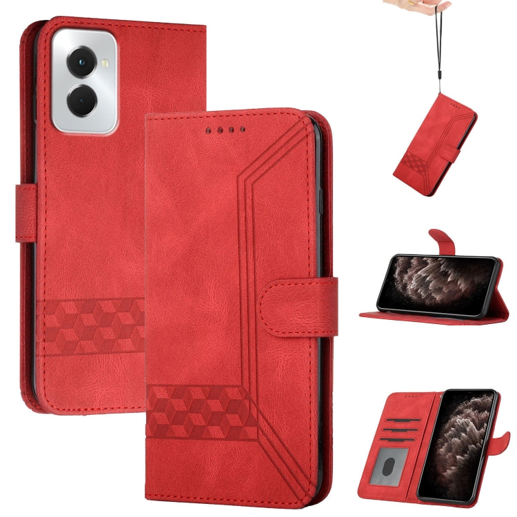 For Motorola Moto G Power 5G 2024 Cubic Skin Feel Flip Leather Phone Case(Red) - Motorola Cases by buy2fix | Online Shopping UK | buy2fix