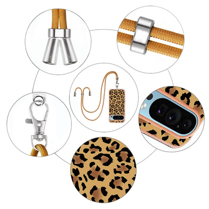 For Google Pixel 9 Pro XL Electroplating Dual-side IMD Phone Case with Lanyard(Leopard Print) - Google Cases by buy2fix | Online Shopping UK | buy2fix