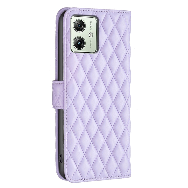 For Motorola Moto G54 5G EU Edition Diamond Lattice Wallet Flip Leather Phone Case(Purple) - Motorola Cases by buy2fix | Online Shopping UK | buy2fix