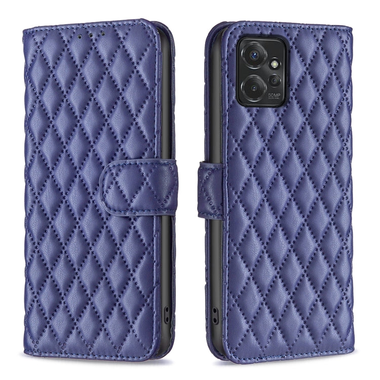 For Motorola Moto G Power 5G 2024 Diamond Lattice Wallet Flip Leather Phone Case(Blue) - Motorola Cases by buy2fix | Online Shopping UK | buy2fix