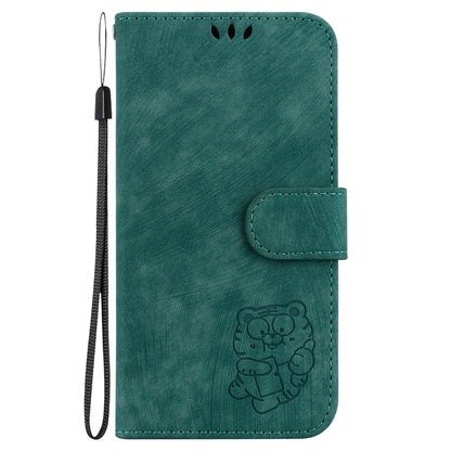 For Google Pixel 9 Pro Little Tiger Embossed Leather Phone Case(Green) - Google Cases by buy2fix | Online Shopping UK | buy2fix