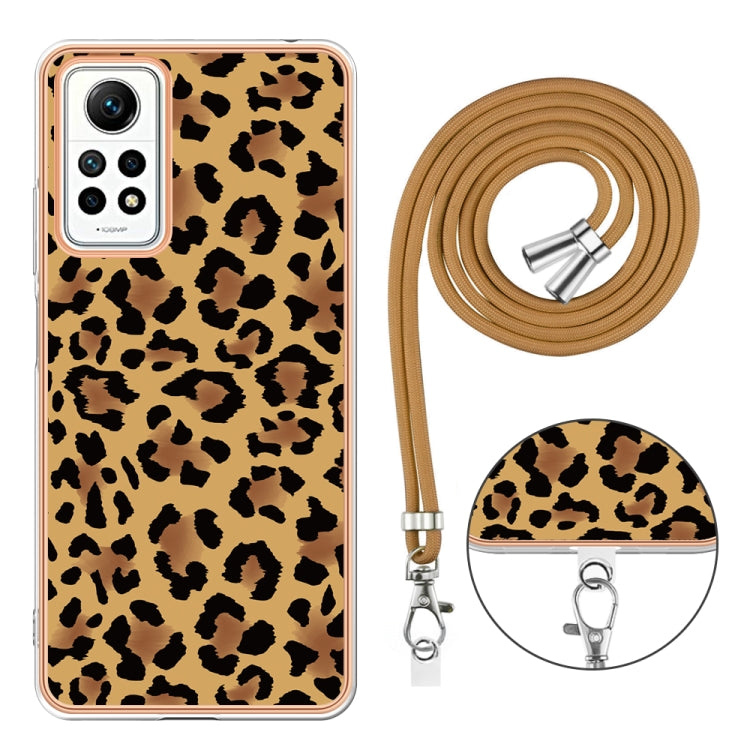 For Xiaomi Redmi Note 12 Pro 4G Global Electroplating Dual-side IMD Phone Case with Lanyard(Leopard Print) - Xiaomi Cases by buy2fix | Online Shopping UK | buy2fix